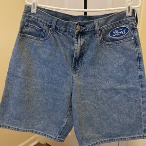 PacSun Blue Jean Shorts with Ford Logo Patch Mens 32
